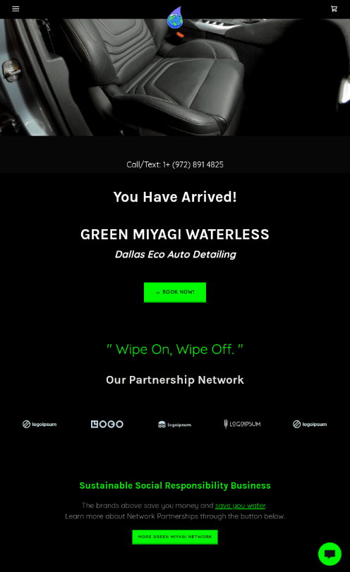 sustainable website green miyagi waterless dallas