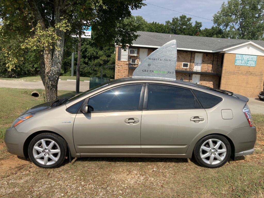 Green Miyagi Toyota Prius with Shark Fin